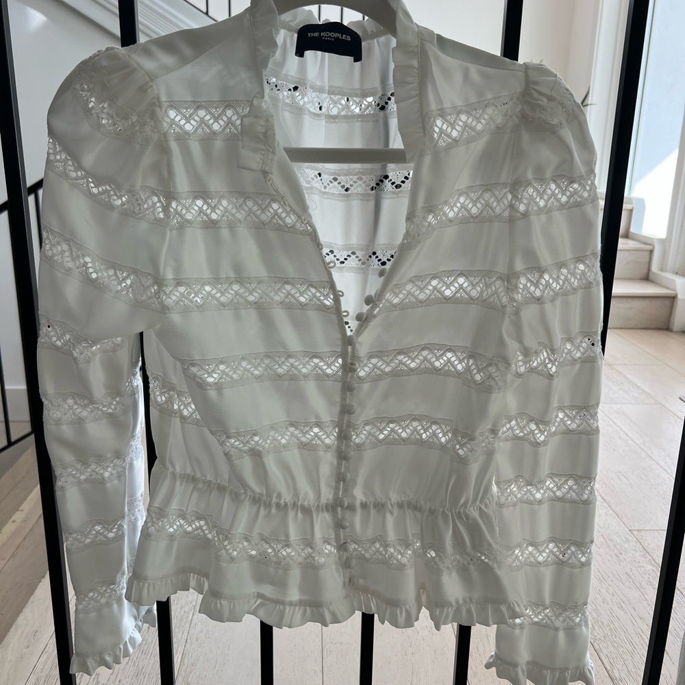The Kooples White Lace Insert Blouse